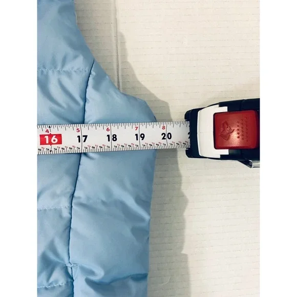 Columbia Down Puffer Vest Light Blue Women's Small Vintage Fleece Collar Y2K - Picture 6 of 9